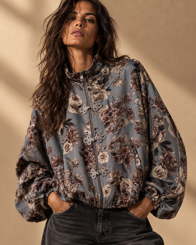 Bomber acetinado c/ forro e bolsos VINTAGE