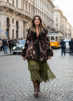 Load image in the gallery viewer,Casaco em veludo bordado c/pêlo PENÉLOPE
