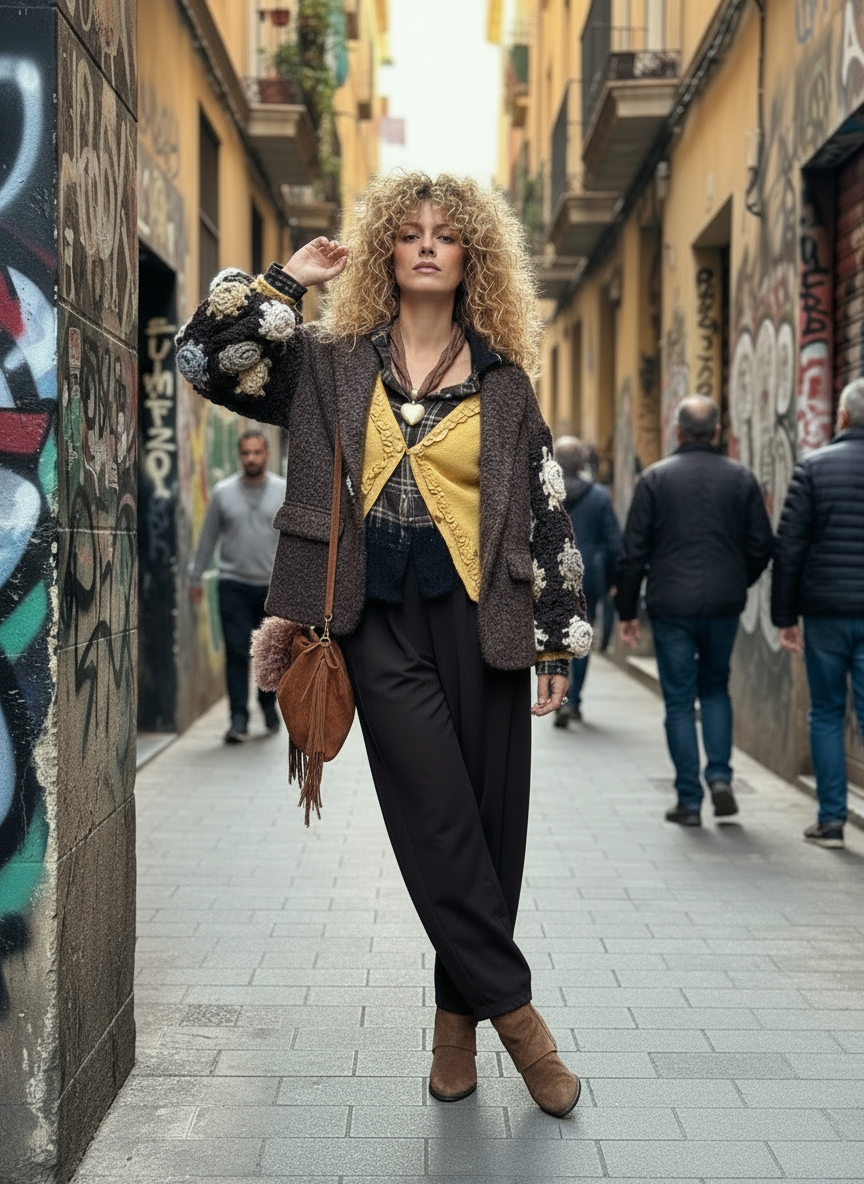 Casaco de fazenda c/ mangas em crochet LUCY