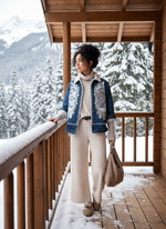 Carregar imagem no visualizador da galeria, Blusão denim bordado c/ forro polar ÉLISE
