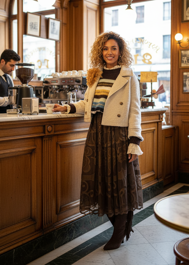 Casaco curto em fazenda forrado AMBER