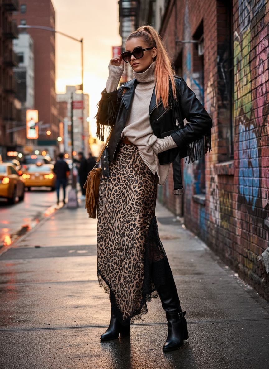 Blusão em ecopele c/franjas STURGIS