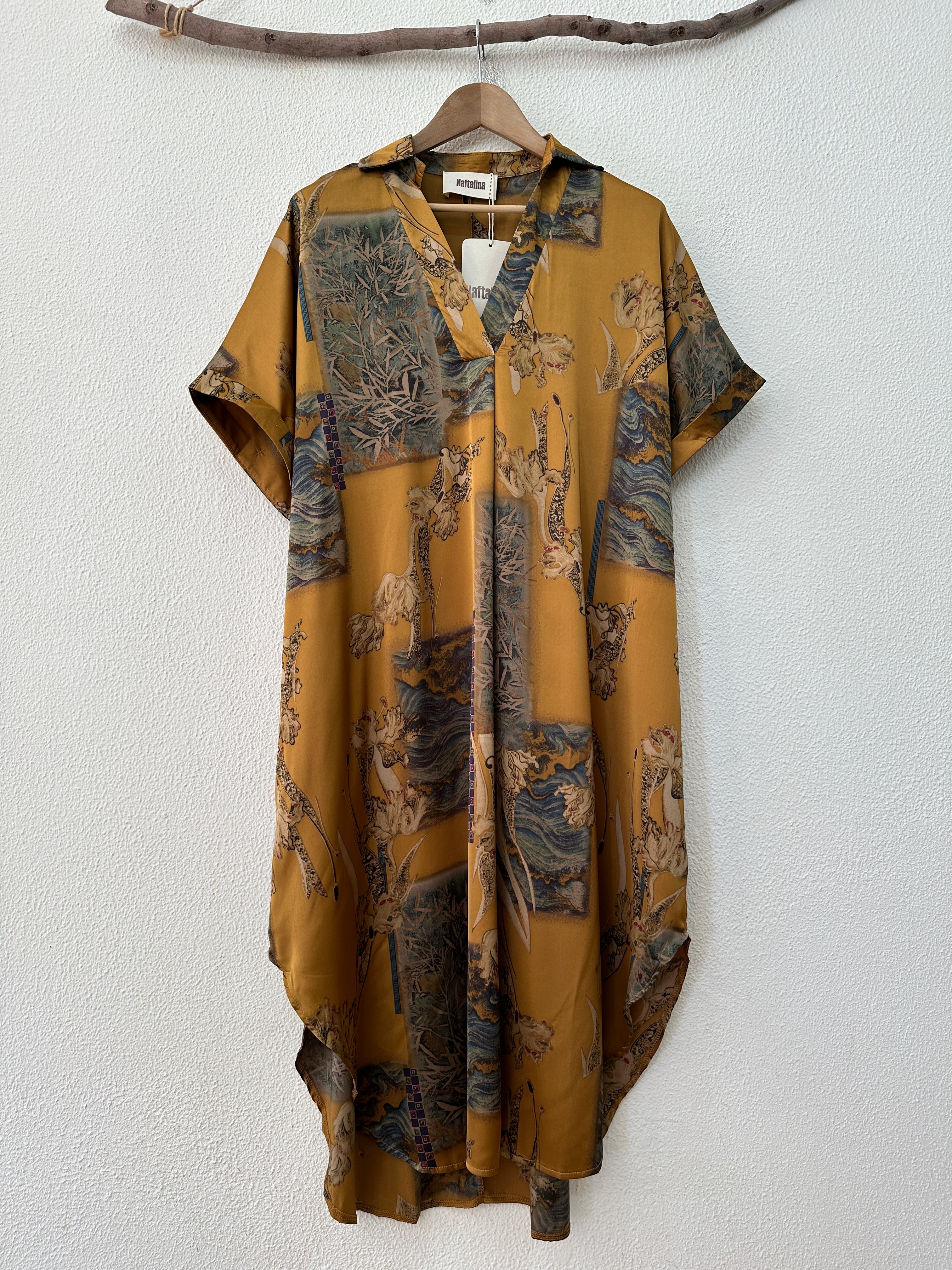 Vestido-tunisina acetinado LUMINOUS