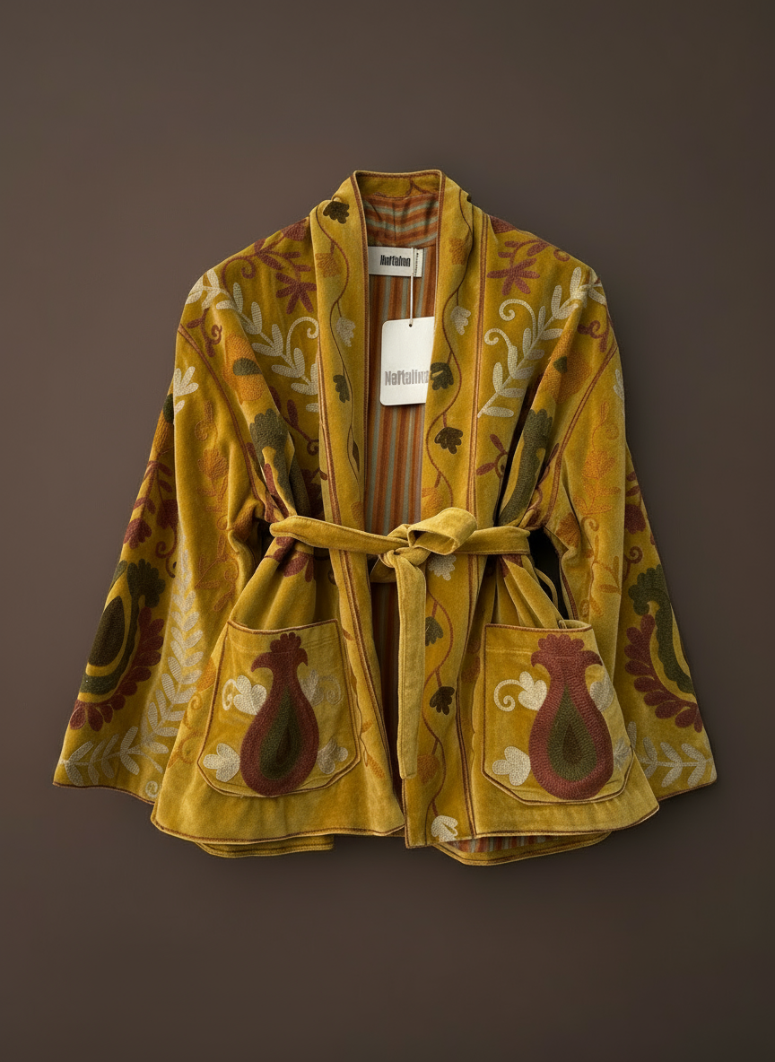 Kimono em veludo bordado AISHA