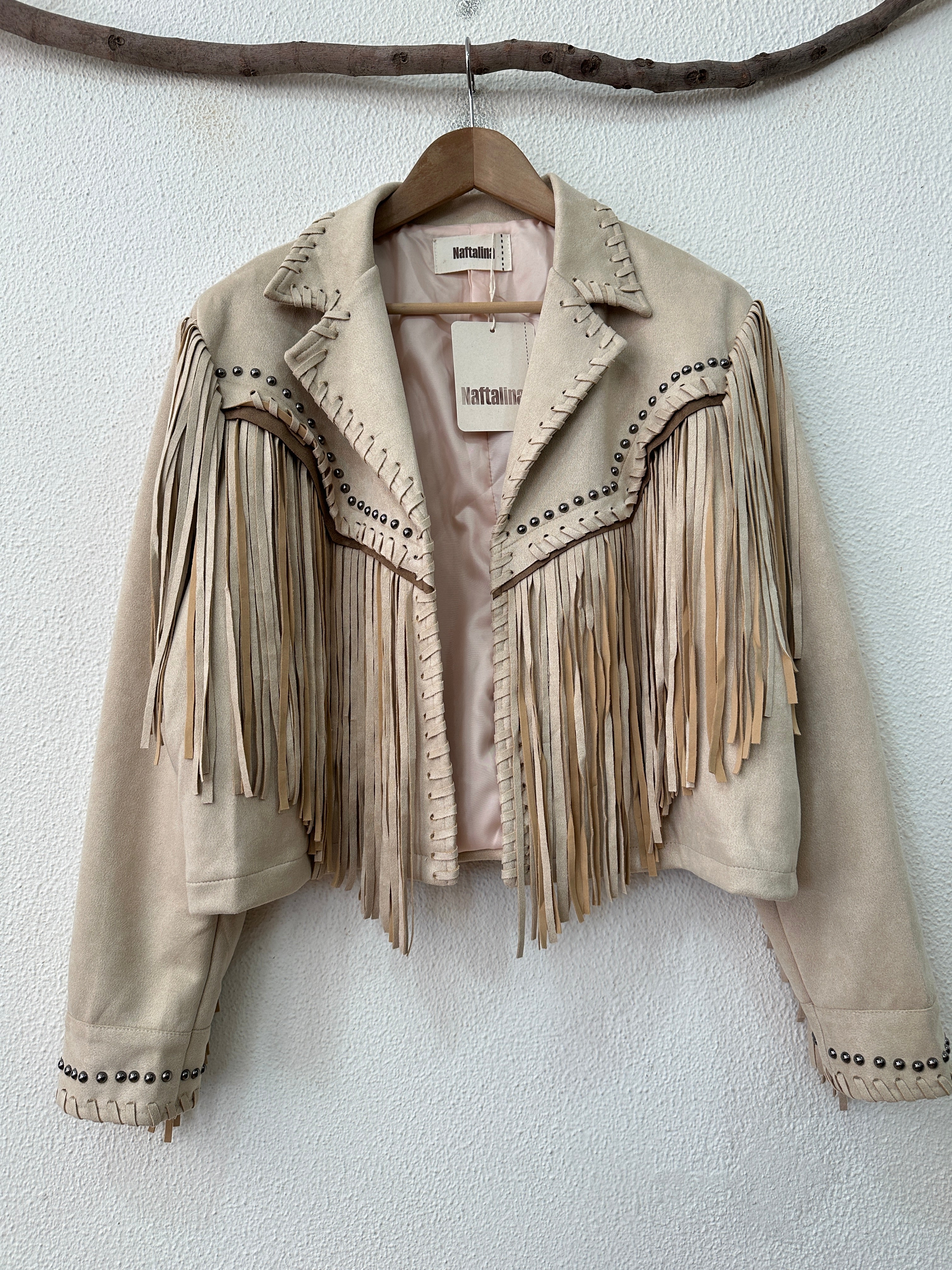 Blusão efeito suede c/ franjas HOLDEM