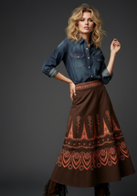 Carregar imagem no visualizador da galeria, Saia em sarja bordada TIPY
