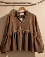 Chargez l'image dans la visionneuse de la galerie,Blusa castanha — frente
