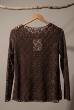 Carregar imagem no visualizador da galeria, Blusa de renda castanha, segunda vista
