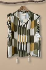 Cargue la imagen en el visor de la galería,Blusa ikat folhos - frente
