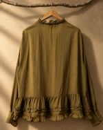Carica l'immagine nel visualizzatore della galleria,Blusa olive folhos — costas
