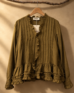Carica l'immagine nel visualizzatore della galleria,Blusa olive folhos — frente
