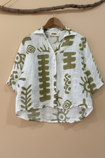 Carica l'immagine nel visualizzatore della galleria,Camisa linho tribal - frente
