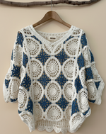 Cargue la imagen en el visor de la galería,Camisola crochet bicolor — frente estúdio com pau
