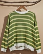 Carregar imagem no visualizador da galeria, Camisola riscas verde e amarelo - vista frontal
