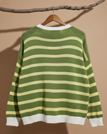 Carregar imagem no visualizador da galeria, Camisola riscas verde e amarelo - vista traseira
