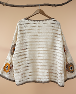 Carregar imagem no visualizador da galeria, Cardigan crochet com fundo de estúdio bege - traseira
