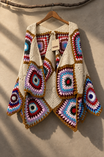 Carregar imagem no visualizador da galeria, Casaco Crochet Granny Square - Frente
