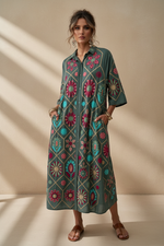 Chargez l'image dans la visionneuse de la galerie,Cleo — Vestido Camiseiro Suzani corpo inteiro
