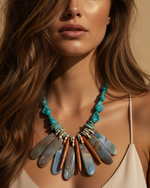 Carregar imagem no visualizador da galeria, Colar turquesa em modelo boho chic

