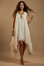 Carica l'immagine nel visualizzatore della galleria,Deusa boho frente - Vestido linho assimétrico
