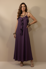 Cargue la imagen en el visor de la galería,Vestido de corte em viés com folho GRAPE
