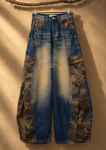 Load image in the gallery viewer,Jeans cargo camo patchwork — frente

