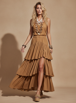 Carregar imagem no visualizador da galeria, Maxi Saia Camel — Frente
