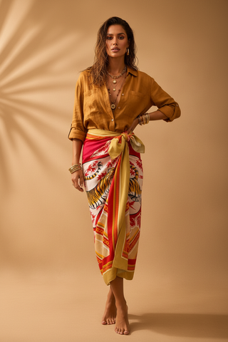 Modelo Boho - Saia Páreo Midi