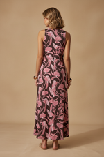 Cargue la imagen en el visor de la galería,Modelo costas - vestido rosa/castanho sem bolsos
