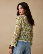 Carregar imagem no visualizador da galeria, Modelo Naftalina — top crochet verde costas
