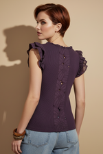 Carregar imagem no visualizador da galeria, Modelo Naftalina — top roxo costas
