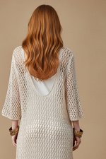 Carica l'immagine nel visualizzatore della galleria,Modelo Naftalina — vestido crochet bege costas
