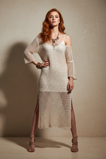 Carica l'immagine nel visualizzatore della galleria,Modelo Naftalina — vestido crochet com atitude editorial

