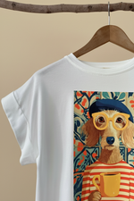 Carica l'immagine nel visualizzatore della galleria,T-shirt cão cabide — detalhe
