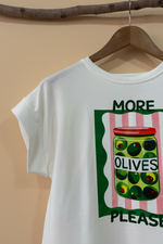 Carica l'immagine nel visualizzatore della galleria,T-shirt More Olives Please - Detalhe

