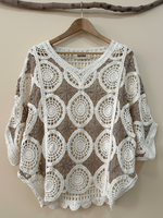 Cargue la imagen en el visor de la galería,Top crochet creme - frente
