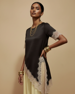 Load image in the gallery viewer,Túnica assimétrica c/ renda CAPPUCCINO
