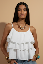 Chargez l'image dans la visionneuse de la galerie,Top ruffles branco braços nus
