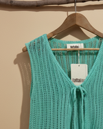 Cargue la imagen en el visor de la galería,Top tricot turquesa - detalhe decote
