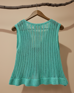 Cargue la imagen en el visor de la galería,Top tricot turquesa - vista traseira
