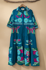 Carica l'immagine nel visualizzatore della galleria,Vestido Azul Petróleo - Frente
