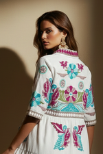 Carregar imagem no visualizador da galeria, Vestido branco bordado - Deusa costas
