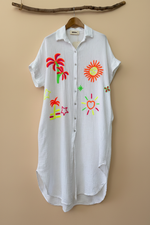 Carregar imagem no visualizador da galeria, Vestido Camisa Neon — Frente
