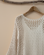 Carica l'immagine nel visualizzatore della galleria,Vestido crochet bege — detalhe estúdio
