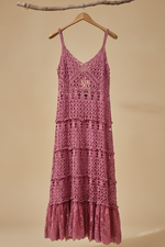 Chargez l'image dans la visionneuse de la galerie,Vestido crochet rosa completo

