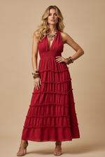Carregar imagem no visualizador da galeria, Vestido Halter — Modelo Loura Frente
