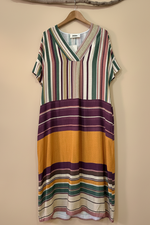 Carica l'immagine nel visualizzatore della galleria,Vestido linho multicolor frente
