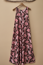 Cargue la imagen en el visor de la galería,Vestido rosa/castanho - costas cabide
